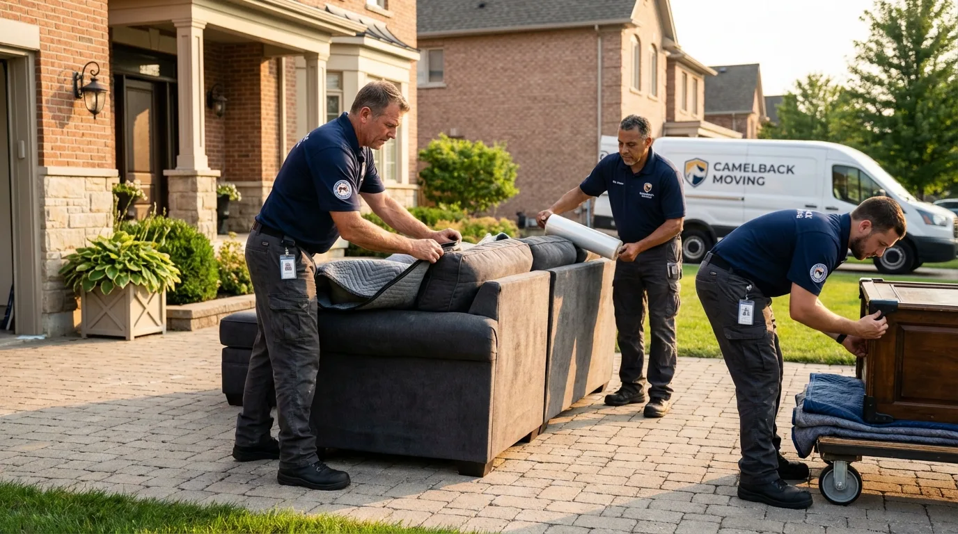 Large estate moving crew wrapping furniture in Grand Meadow, MN