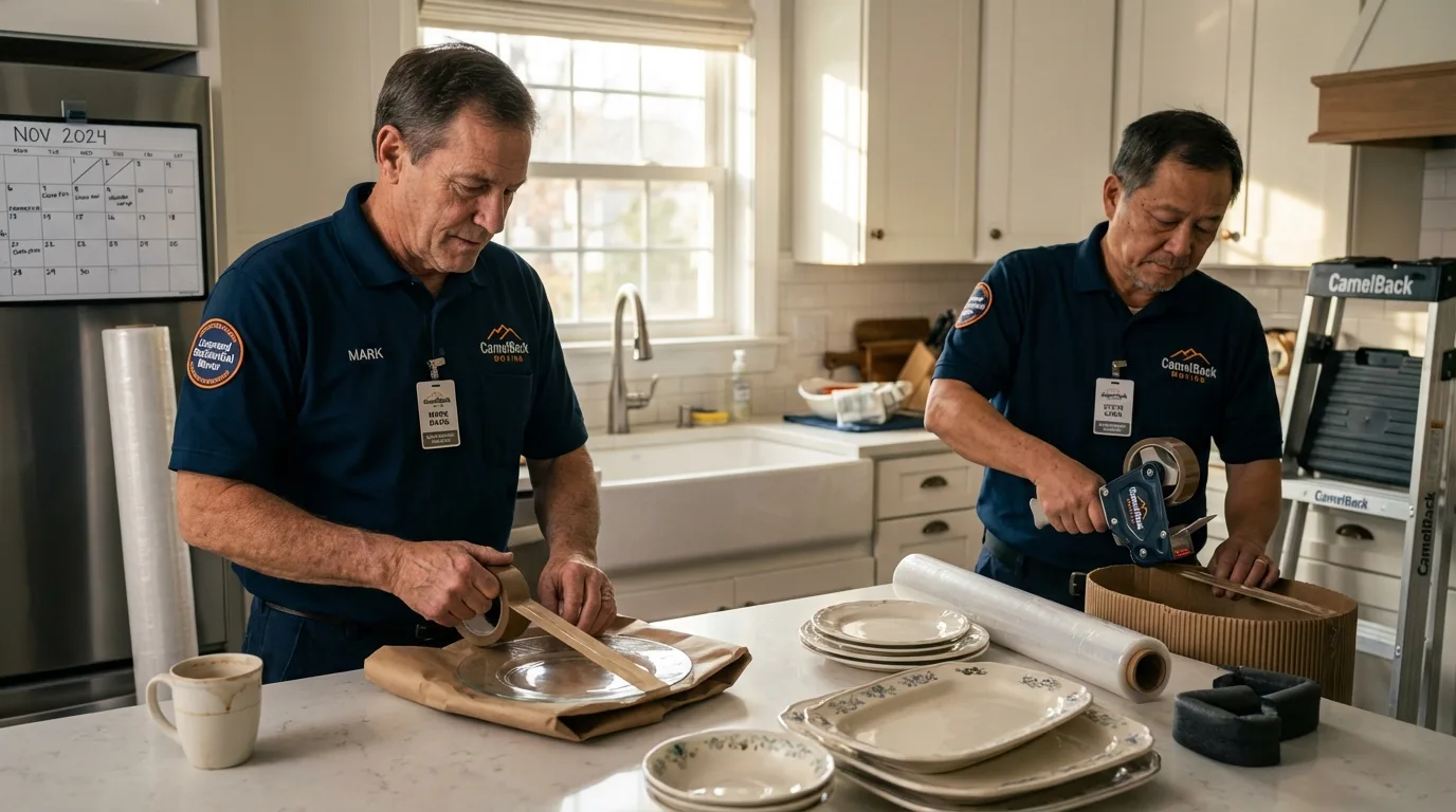 Professional crew packing kitchen dishware in Grand Meadow, MN