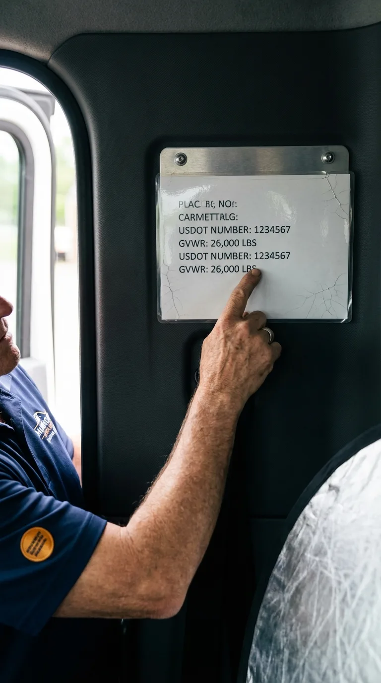 USDOT licensing placard verification in Grand Meadow